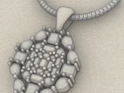 Diamond Pendant 3D model Texture 3D print model