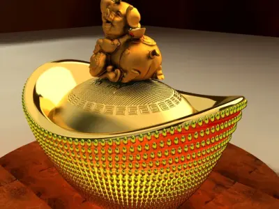 Chinese Lucky Pig with Gold Ingot 3D model