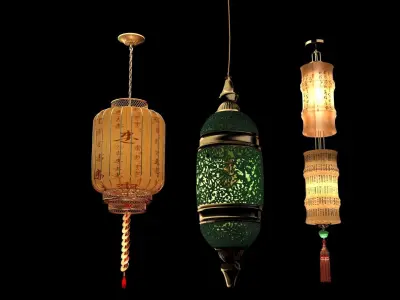 Chinese  red lantern  3D model 6
