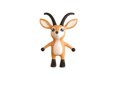 High-Quality 3D Cute Antelope - Animated for Games  Low-poly 3D model