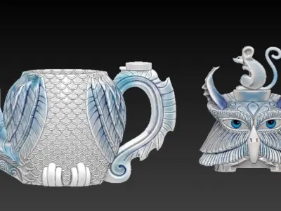 owl-shaped teapot stl ready 3D print model