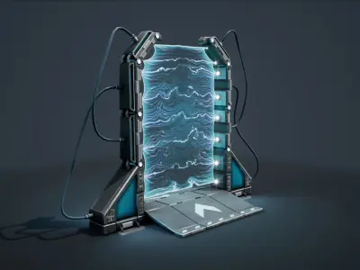 Teleporter futuristic device with lights Low-poly 3D model