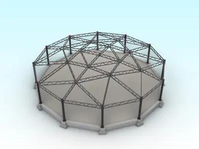 Truss beam - Spherical roof model 3D model