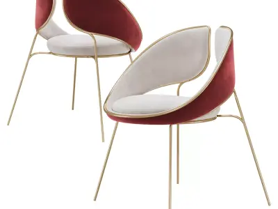 Hyoku Contemporary Design Red Dining Chair 3D model