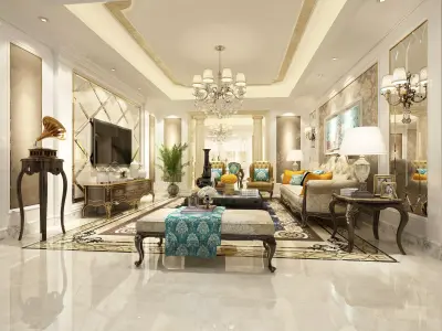 Living room space 3D model purchase