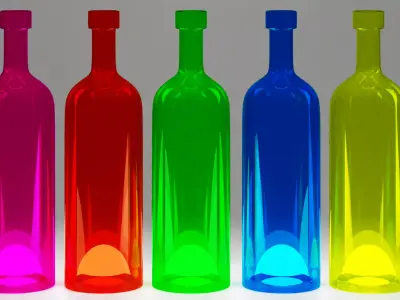 Colorful Glass Bottles Low-poly 3D model