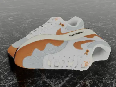 NIKE AIR MAX 1 PATTA WAVES MONARCH 3D SHOES Low-poly 3D model
