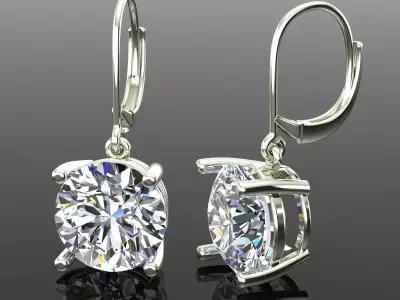 Women Diamond Earrings 3D print model 56