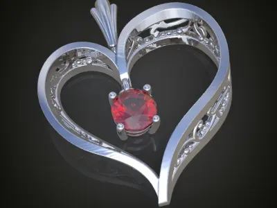 Heart Pendant  3D 0111 printable model 3D print model
