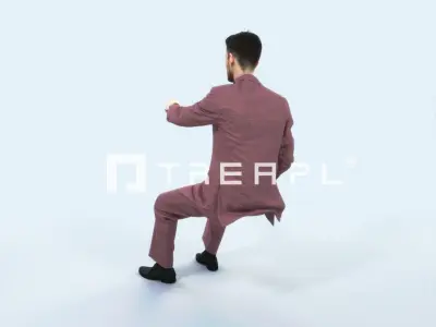 Posture 20F Driver Driving Sitting Elegant Business Man Low-poly 3D model