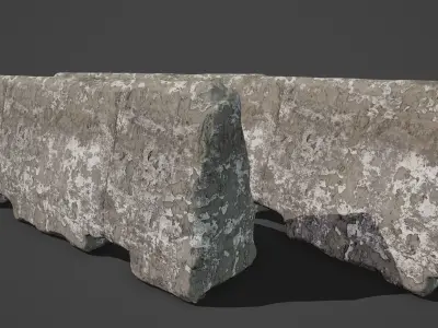 Concrete Barricade Lowpoly 3D Model Low-poly 3D model