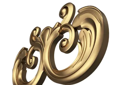 Carved Door Handle Decor 04 Low-poly 3D model