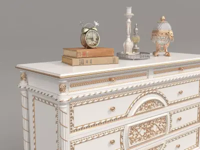 Classic European style Sideboard and Decoration 8 3D model
