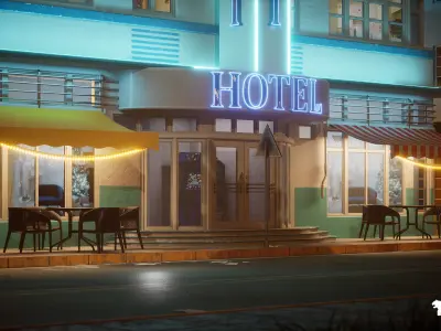 Miami Vice City Environment Low-poly 3D model