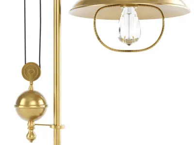 Industrial Table Lamp with Pulley System 3D Model 3D model