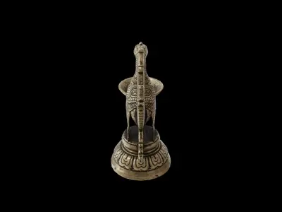 Old Tibet Brass Hand Carved Peacock Statue Candle Holder 3D model