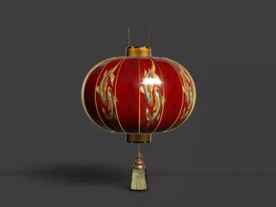 Chinese Red  Lantern  Low-poly 3D model