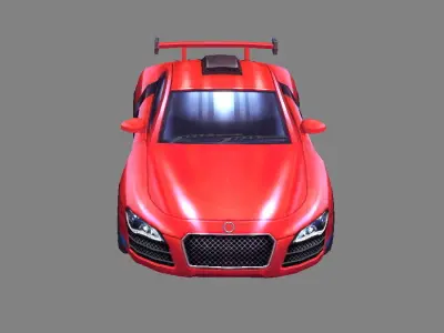 Cartoon sports car - red Low-poly 3D model