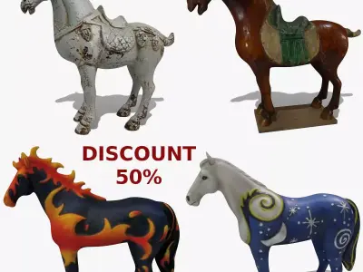 Horse Statuettes Collection volume 8 3D model