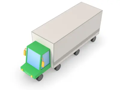 Truck lorry vehicle low poly simple cartoon Low-poly 3D model