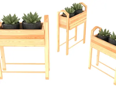 wood plant pot  3D model