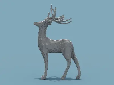 Voxel Deer Low-poly 3D model