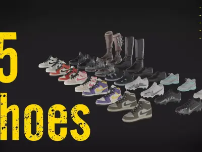 Shoes collection Pack Jordans Nike Grafton Brogue - 3D model  3D model