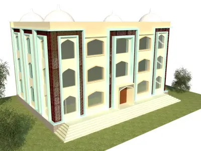The Modern Mosque Design  Low-poly 3D model