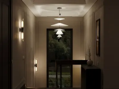 Interior Designed Scene with HALLWAY 2ND floor and STAIRS 3D model