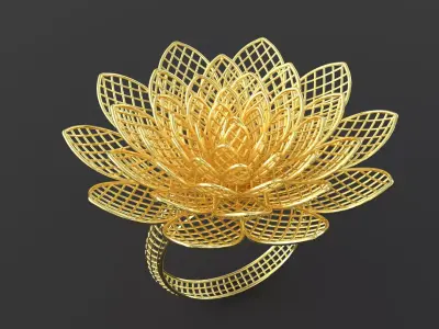 gold fusion flower ring  3D print model