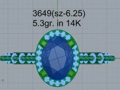 Oval Halo Ring 3649 3D print model