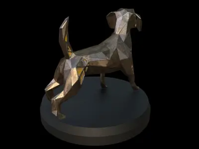 Steampunk Dog pose Low-poly 3D model
