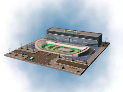 Velodrome Velo Track Cycling Track Low-poly 3D model