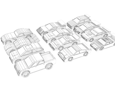 Cartoon car pack  Low-poly 3D model