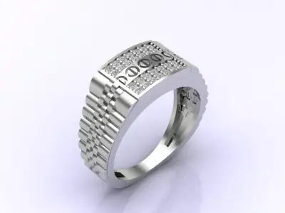Print Ready STL 3DM  Gents Rings Diamond Men Ring  3D print model 43