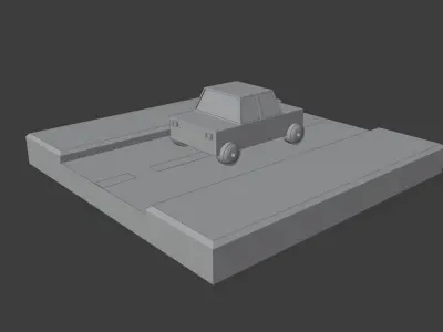 Low Poly Car and Road 3D Model Low-poly 3D model