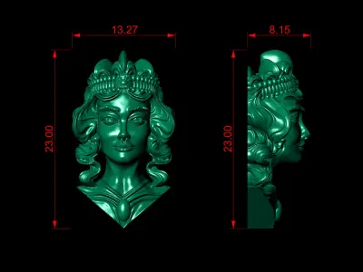 Lady Face Pendant 3D print model