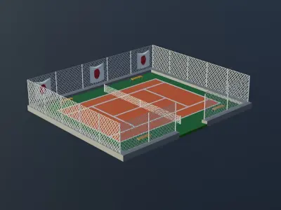 Tennis Court -  Japan Low-poly 3D model