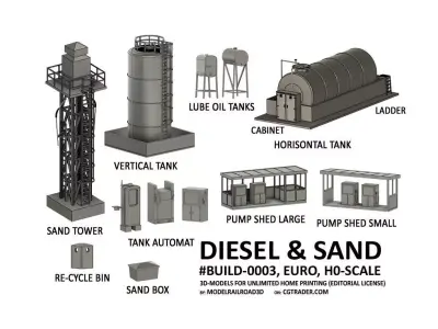 BUILD-0003 Diesel and Sand set H0-scale 3D print model