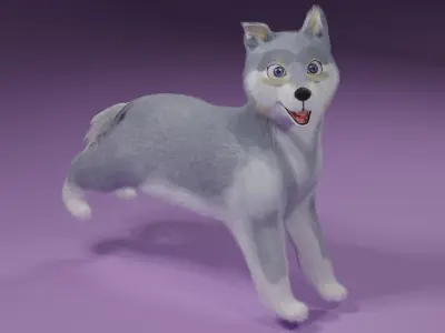 Cartoon Wolf Rigged 3D model