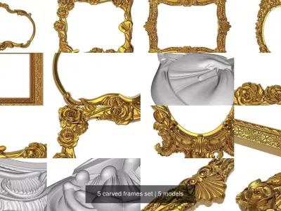 5 carved frames set 3D Model Collection