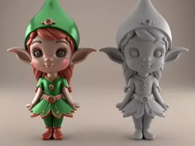 Charming 3D Elf Figurine STL File for Decor 3D print model