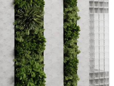 Vertical Garden - Green Wall in a concrete dirty 95 3D model