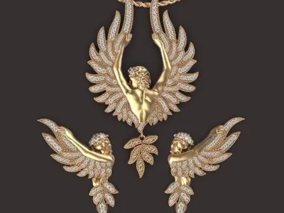 pendant and earrings magerit 3D print model