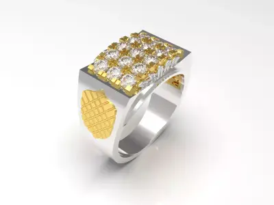 Two-tone goldMan ring with diamond model mr0079 3D print model