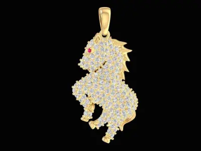 Luxury Diamond Lion Head Pendant for Men  2286 3D print model