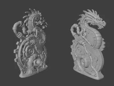 Industrial Dragon Sculpture 3D print model