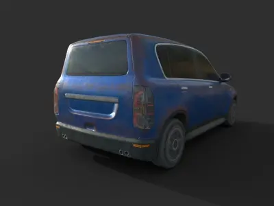 Generic Hatchback 01 Rusty Blue Low-poly 3D model