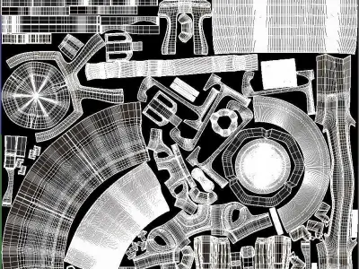 sci fi Machine Parts - Cyberpunk design - PBR 3D Model Collection