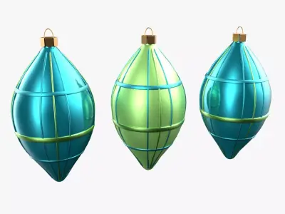 Christmas Tree Ornament Set6 - Turquoise Green  Low-poly 3D model